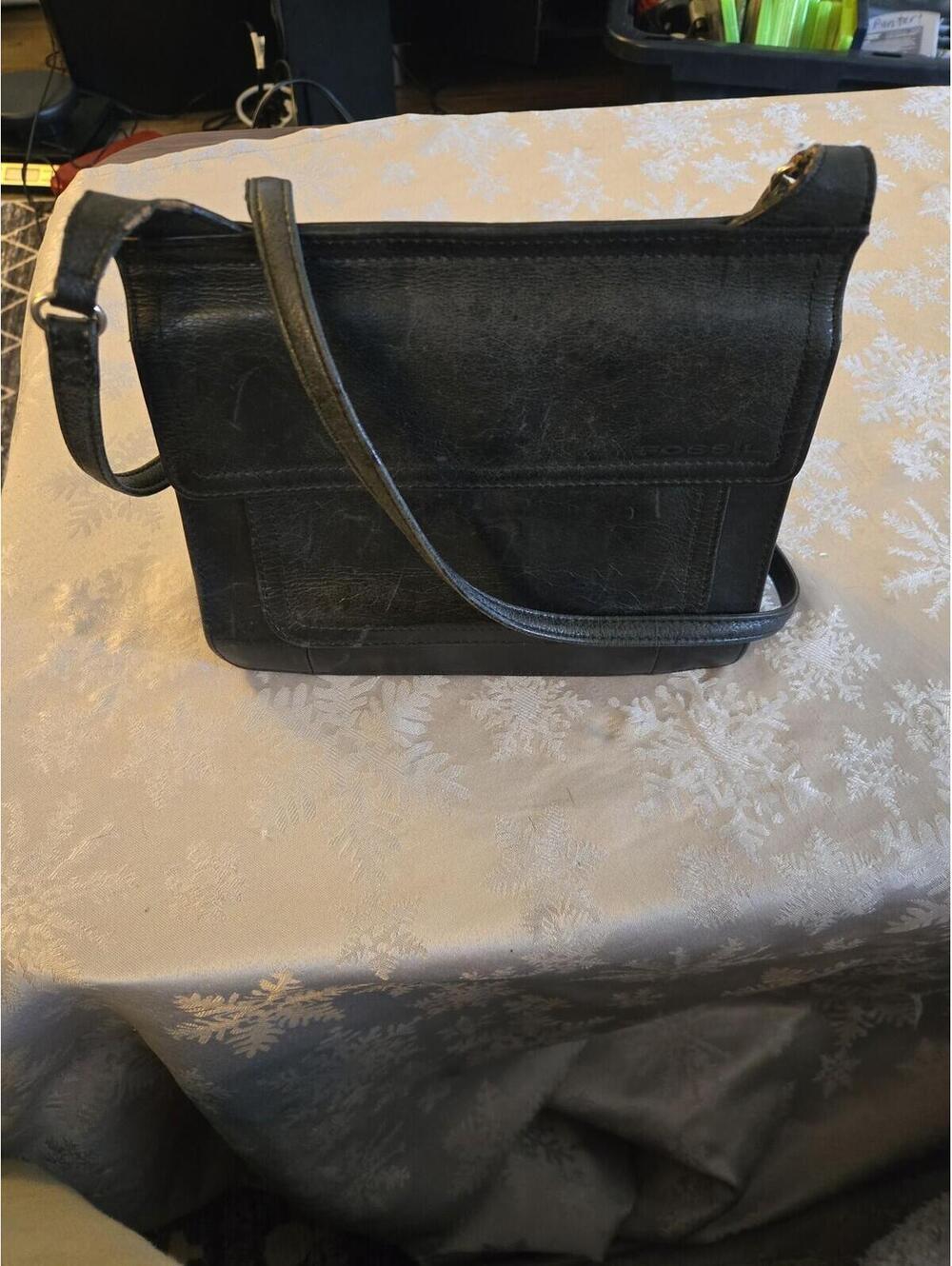 Vintage Fossil Black Leather Crossbody Bag - Picture 5 of 5
